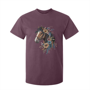 Floral Wild Horse Country Horse Riding T Shirt For Kid TS11 Maroon Print Your Wear