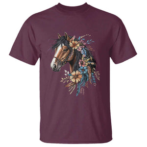 Floral Wild Horse Country Horse Riding T Shirt TS11 Maroon Print Your Wear