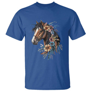 Floral Wild Horse Country Horse Riding T Shirt TS11 Royal Blue Print Your Wear