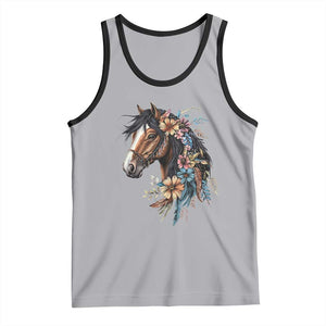 Floral Wild Horse Country Horse Riding Tank Top TS11 Athletic Heather Black Print Your Wear