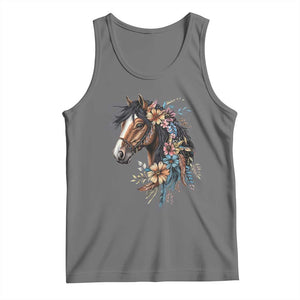 Floral Wild Horse Country Horse Riding Tank Top TS11 Black Heather Print Your Wear