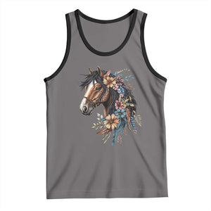 Floral Wild Horse Country Horse Riding Tank Top TS11 Deep Heather Black Print Your Wear