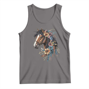 Floral Wild Horse Country Horse Riding Tank Top TS11 Deep Heather Print Your Wear