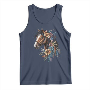 Floral Wild Horse Country Horse Riding Tank Top TS11 Navy Print Your Wear