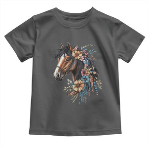 Floral Wild Horse Country Horse Riding Toddler T Shirt TS11 Dark Heather Print Your Wear