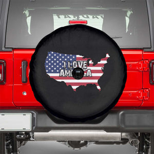 Fourth Of July Spare Tire Cover I Love America USA Flag Map TS11 Black Print Your Wear