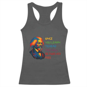 Frederick Douglass Inspirational Racerback Tank Top Learn to Read Be Forever Free Black Leader TS02 Dark Heather Print Your Wear