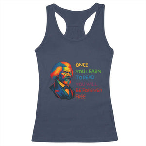 Frederick Douglass Inspirational Racerback Tank Top Learn to Read Be Forever Free Black Leader TS02 Navy Print Your Wear