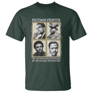 Freedom Fighters Heritage T Shirt Malcolm X Marcus Garvey Huey P Newton Steve Biko Revolution TS02 Dark Forest Green Print Your Wear