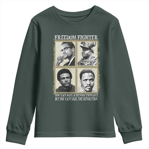 Freedom Fighters Heritage Youth Sweatshirt Malcolm X Marcus Garvey Huey P Newton Steve Biko Revolution TS02 Dark Forest Green Print Your Wear