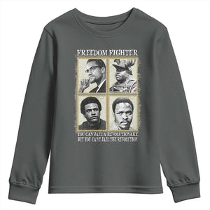 Freedom Fighters Heritage Youth Sweatshirt Malcolm X Marcus Garvey Huey P Newton Steve Biko Revolution TS02 Dark Heather Print Your Wear