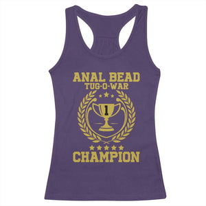 Funny #1 Anal Bead Tug O War Champion Racerback Tank Top Adult Humor Cringe - PrintYourWear Size: XS Color: Purple