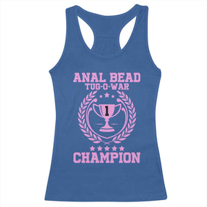 Funny #1 Anal Bead Tug O War Champion Racerback Tank Top Pink Adult Humor Cringe - PrintYourWear Size: XS Color: Royal Blue