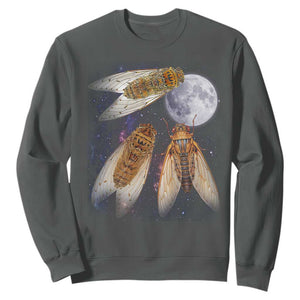 Funny 3 Cicadas Concert Fest Moon Cicada Reunion Sweatshirt TS11 Dark Heather Print Your Wear
