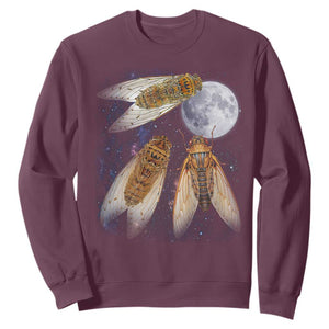 Funny 3 Cicadas Concert Fest Moon Cicada Reunion Sweatshirt TS11 Maroon Print Your Wear