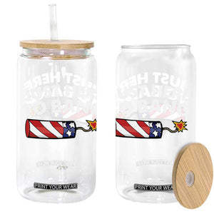 Funny 4th July Just Here To Bang Glass Can USA Fireworks American Flag TS10 Black Print Your Wear