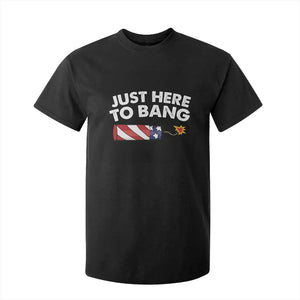 Funny 4th July Just Here To Bang T Shirt For Kid USA Fireworks American Flag TS10 Black Print Your Wear