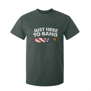Funny 4th July Just Here To Bang T Shirt For Kid USA Fireworks American Flag TS10 Dark Forest Green Print Your Wear