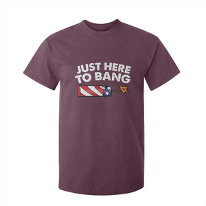 Funny 4th July Just Here To Bang T Shirt For Kid USA Fireworks American Flag TS10 Maroon Print Your Wear