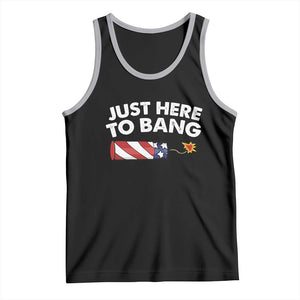 Funny 4th July Just Here To Bang Tank Top USA Fireworks American Flag TS10 Black Athletic Heather Print Your Wear