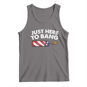 Funny 4th July Just Here To Bang Tank Top USA Fireworks American Flag TS10 Deep Heather Print Your Wear
