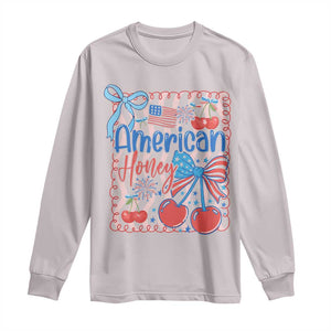 Funny 4th Of July American Honey Long Sleeve Shirt USA Independence Day Coquette TS11 Ice Gray Print Your Wear