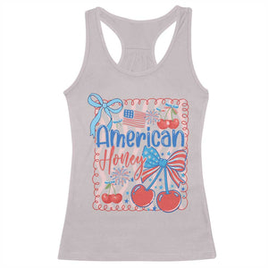 Funny 4th Of July American Honey Racerback Tank Top USA Independence Day Coquette TS11 Ice Gray Print Your Wear