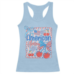 Funny 4th Of July American Honey Racerback Tank Top USA Independence Day Coquette TS11 Light Blue Print Your Wear