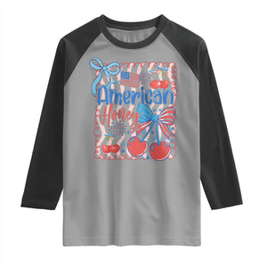 Funny 4th Of July American Honey Raglan Shirt USA Independence Day Coquette TS11 Sport Gray Black Print Your Wear