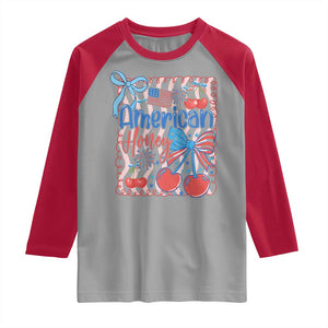 Funny 4th Of July American Honey Raglan Shirt USA Independence Day Coquette TS11 Sport Gray Red Print Your Wear