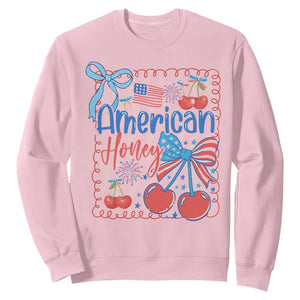 Funny 4th Of July American Honey Sweatshirt USA Independence Day Coquette TS11 Light Pink Print Your Wear