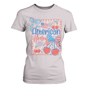 Funny 4th Of July American Honey T Shirt For Women USA Independence Day Coquette TS11 Ice Gray Print Your Wear