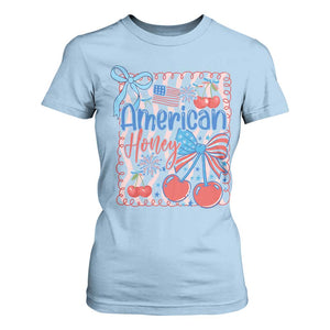 Funny 4th Of July American Honey T Shirt For Women USA Independence Day Coquette TS11 Light Blue Print Your Wear