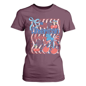 Funny 4th Of July American Honey T Shirt For Women USA Independence Day Coquette TS11 Maroon Print Your Wear