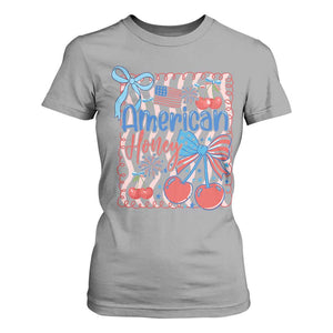 Funny 4th Of July American Honey T Shirt For Women USA Independence Day Coquette TS11 Sport Gray Print Your Wear