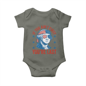 Funny 4th Of July Baby Onesie George Washington Stay Strapped Or Get Clapped TS10 Military Green Print Your Wear
