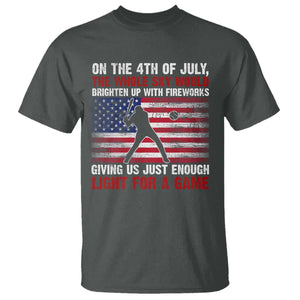 Funny 4th Of July Baseball T Shirt The Whole Sky Would Brighten Up With Fireworks American Flag TS11 Dark Heather Print Your Wear