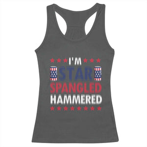 Funny 4th Of July Beer Drinking Lover Racerback Tank Top I'm Star Spangled Hammered TS11 Dark Heather Print Your Wear
