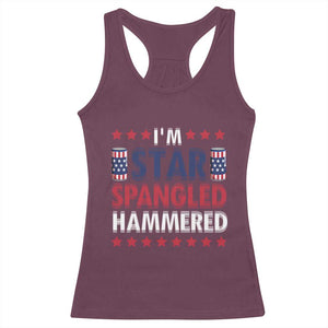 Funny 4th Of July Beer Drinking Lover Racerback Tank Top I'm Star Spangled Hammered TS11 Maroon Print Your Wear