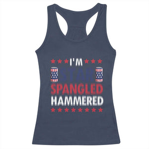 Funny 4th Of July Beer Drinking Lover Racerback Tank Top I'm Star Spangled Hammered TS11 Navy Print Your Wear