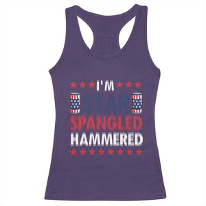 Funny 4th Of July Beer Drinking Lover Racerback Tank Top I'm Star Spangled Hammered TS11 Purple Print Your Wear