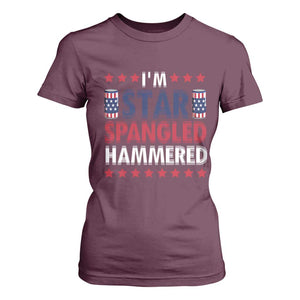 Funny 4th Of July Beer Drinking Lover T Shirt For Women I'm Star Spangled Hammered TS11 Maroon Print Your Wear