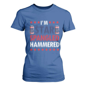Funny 4th Of July Beer Drinking Lover T Shirt For Women I'm Star Spangled Hammered TS11 Royal Blue Print Your Wear