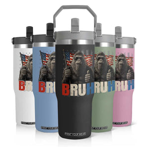 Funny 4th Of July Bigfoot Bruh Flip Straw Tumbler Patriotic Sasquatch American US Flag TS11 Print Your Wear