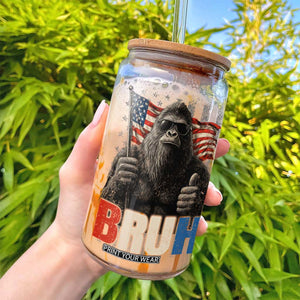 Funny 4th Of July Bigfoot Bruh Glass Can Patriotic Sasquatch American US Flag TS11 Print Your Wear