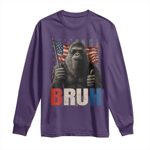 Funny 4th Of July Bigfoot Bruh Long Sleeve Shirt Patriotic Sasquatch American US Flag TS11 Purple Print Your Wear