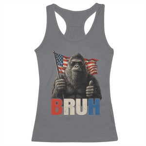 Funny 4th Of July Bigfoot Bruh Racerback Tank Top Patriotic Sasquatch American US Flag TS11 Charcoal Print Your Wear