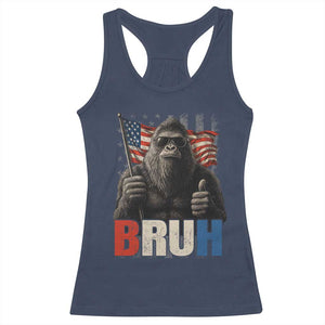 Funny 4th Of July Bigfoot Bruh Racerback Tank Top Patriotic Sasquatch American US Flag TS11 Navy Print Your Wear