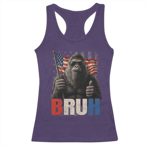 Funny 4th Of July Bigfoot Bruh Racerback Tank Top Patriotic Sasquatch American US Flag TS11 Purple Print Your Wear