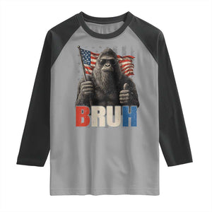 Funny 4th Of July Bigfoot Bruh Raglan Shirt Patriotic Sasquatch American US Flag TS11 Sport Gray Black Print Your Wear